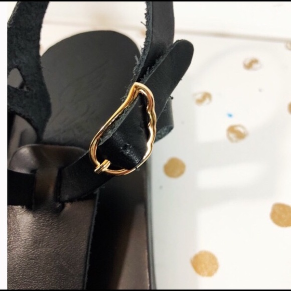 Ancient Greek leather Platform Wedge Sandals - Picture 3 of 6